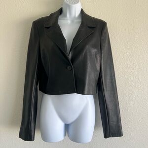 Urban Outfitters Black Leather Cropped Jacket